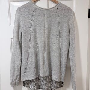 Elegant Gray Women's Sweater with Patterned Hem